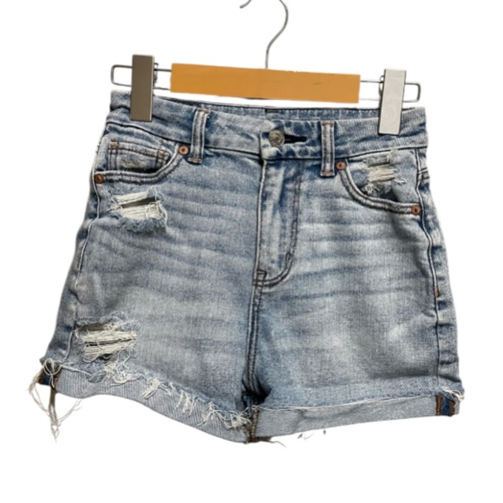 American Eagle Outfitters Blue Jean Shorts Distressed Curvy Mom Size 000